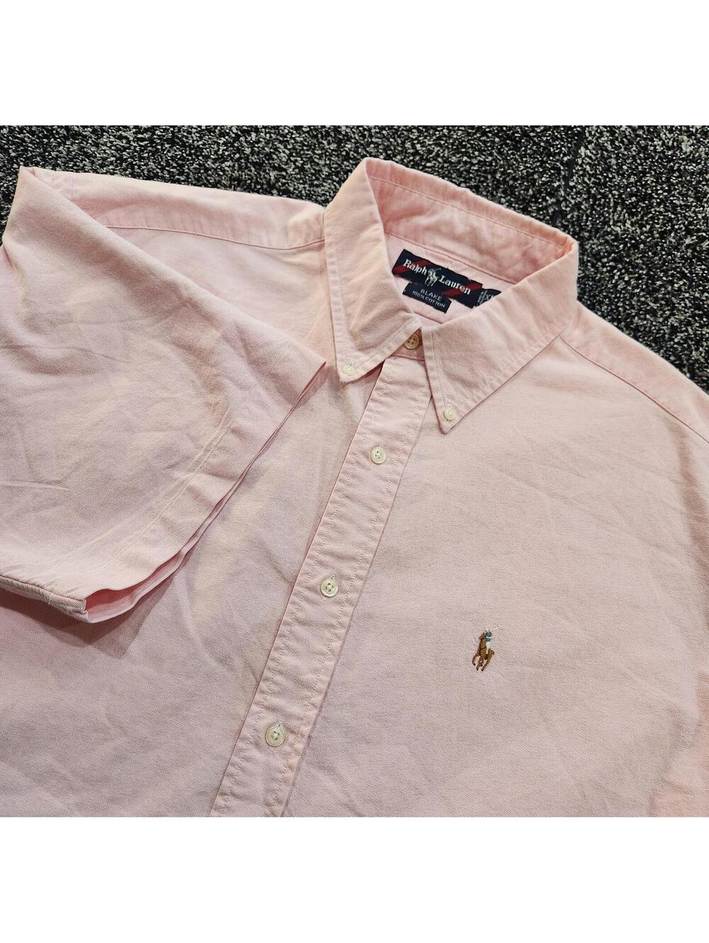Ralph Lauren Blake Pink Short Sleeve Button Front Shirt Men's XL 100% Cotton